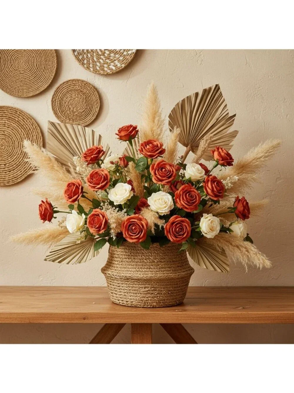 Set of 6 Terracotta Rose Stems Artificial Roses Burnt Orange Roses Faux Flowers